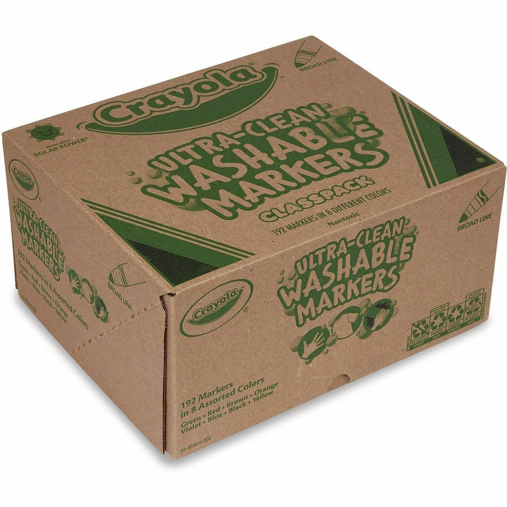 Crayola Classpack Washable Marker - Fine Marker Point - Washable - Assorted Ink - Water Based - 1 / Box