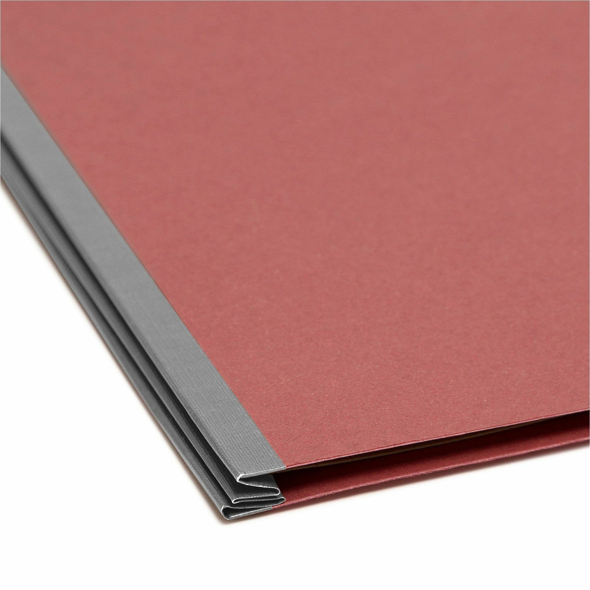 Image of Smead 2/5 Tab Cut Letter Recycled Classification Folder - 8 1/2" x 11" - 2" Expansion - 2 x 2K Fastener - 2" Fastener Capacity - Top Tab Location - Right of Center Tab Position - 2 Divider - 25 pt. - Pressboard - Red - Tear Resistant Gusset - 100% Recycle
