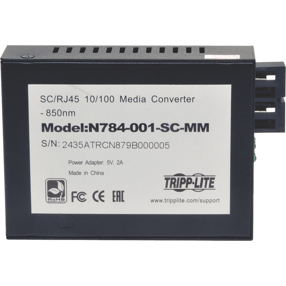 Eaton Tripp Lite N784-001-SC-MM 10/100 SC multimode fiber to Ethernet media converter — bottom view