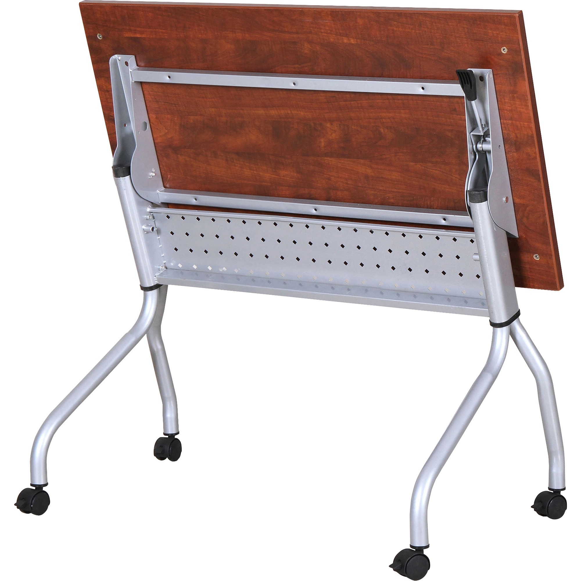 Lorell Flip Top Training Table - Rectangle Top - Four Leg Base - 4 Legs - 23.60" Table Top Width x 48" Table Top Depth - 29.50" Height x 47.25" Width x 23.63" Depth - Training - Assembly Required - Cherry - Nylon - Melamine Top Material - 1 Each