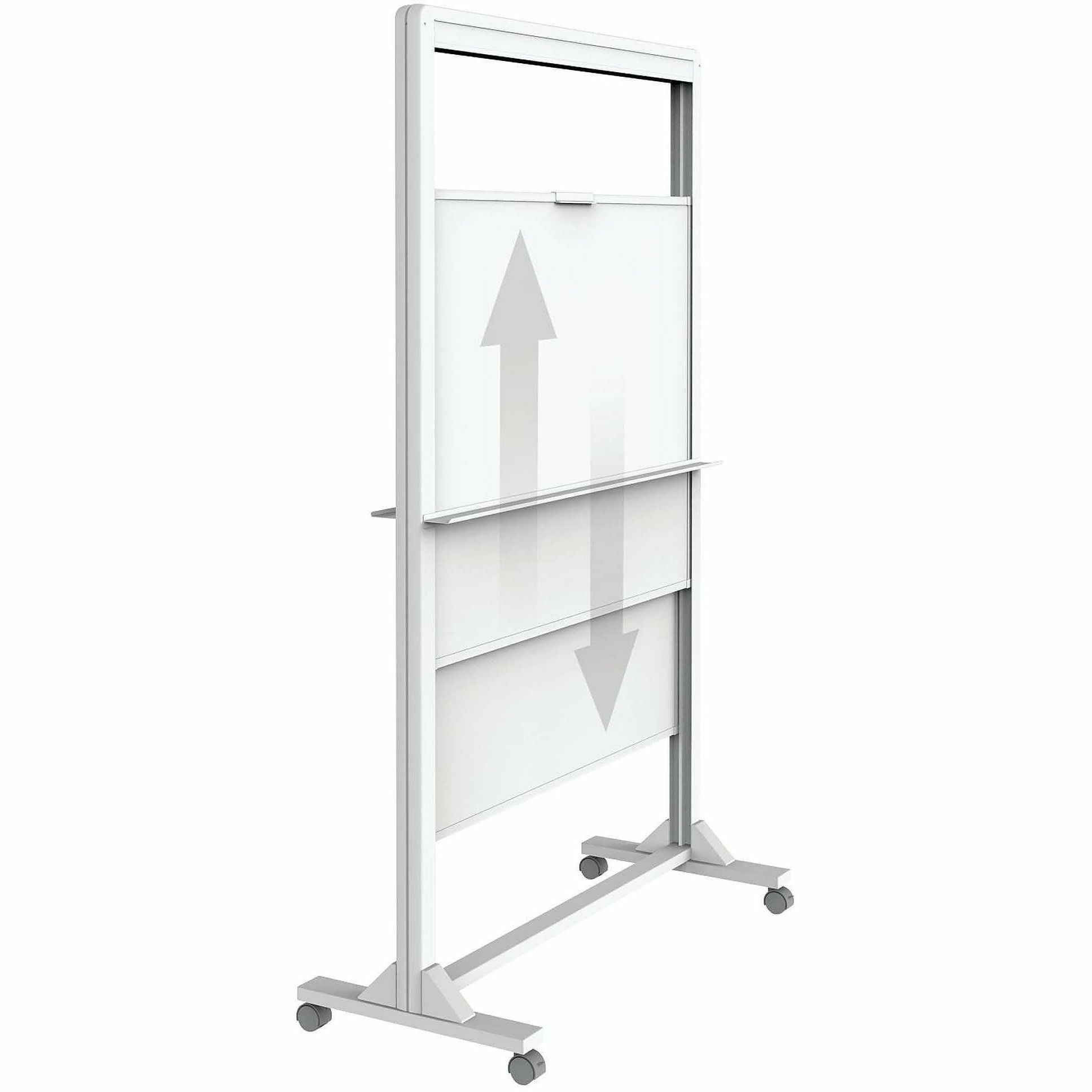 Quartet Motion Dual-Track Mobile Magnetic Dry-Erase Easel - 40" (3.3 ft) Width x 68" (5.7 ft) Height - White Painted Steel Surface - White Aluminum, Aluminum Frame - Rectangle - Horizontal - Magnetic - Assembly Required - 1 Each