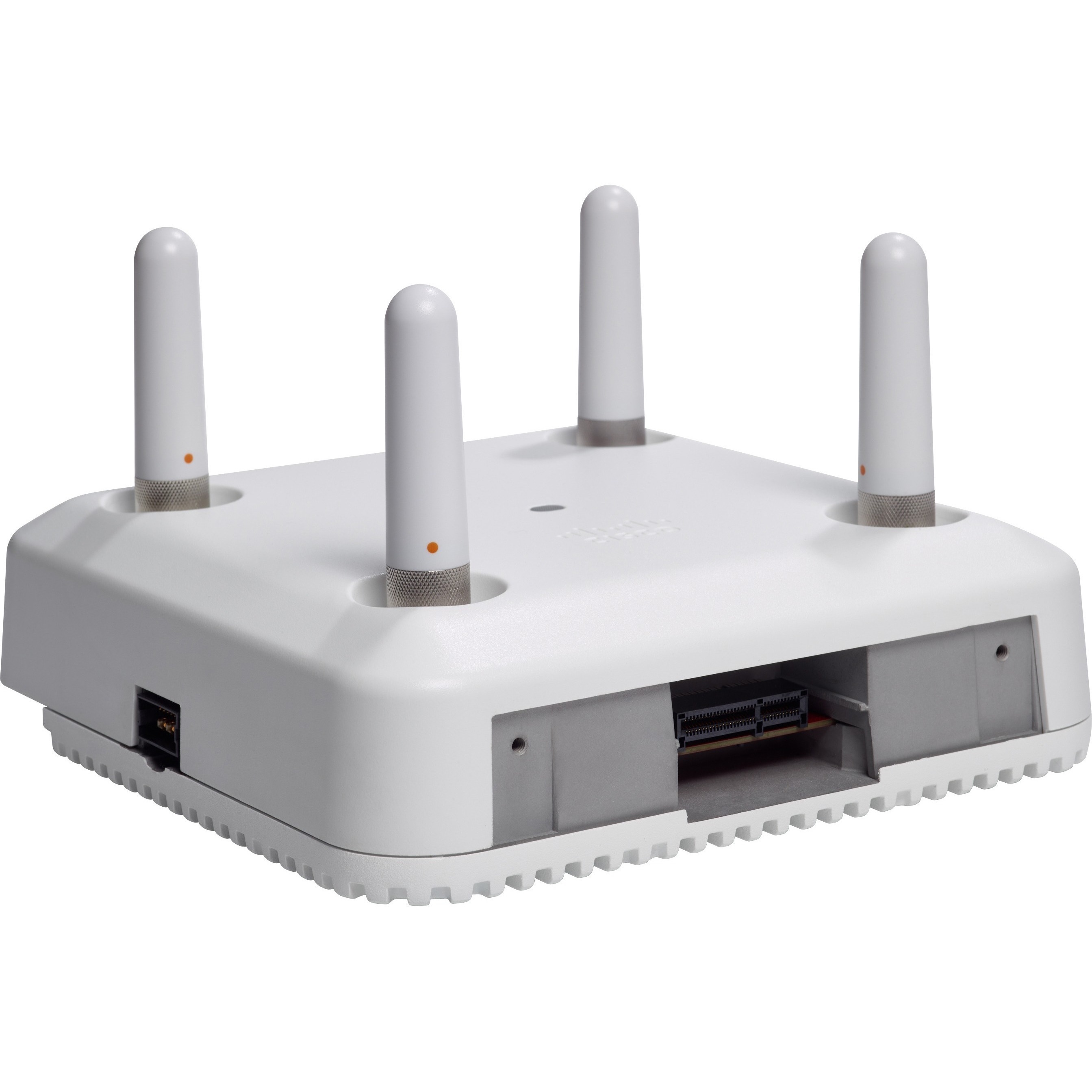 Cisco AIR-AP2802E-F-K9 indoor access point with external antennas and dual Gigabit Ethernet — bottom view