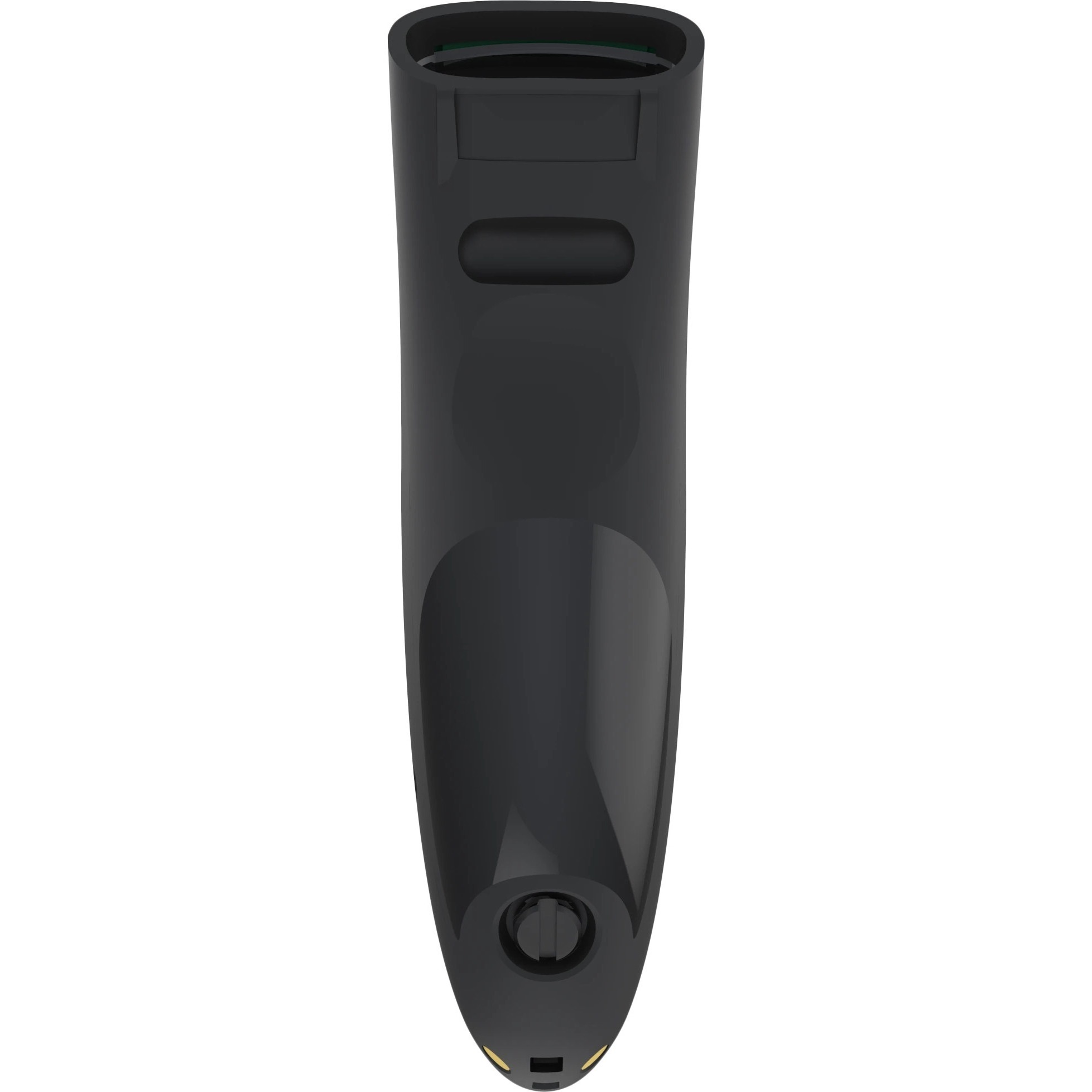 Socket Mobile SocketScan S740 black handheld barcode reader with charging stand — bottom view