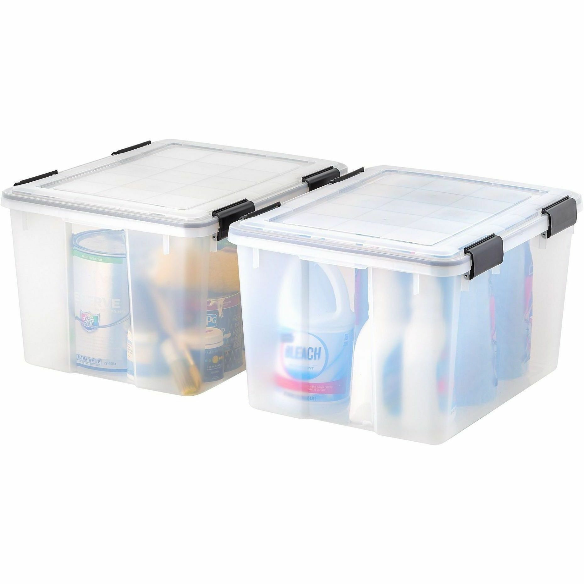 IRIS Weathertight Storage Box, 46 Quarts, 11 4/5"H x 15 4/5"W x 19 7/10"D, Clear - External Dimensions: 15.7" Width x 19.8" Depth x 15.7" Height - 40 lb - 11.65 gal - Latch Closure - Stackable - Plastic, Polypropylene - Clear - For Storage - 1 Each