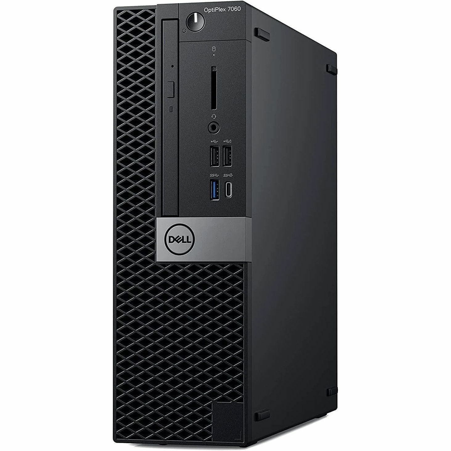 Refurbished Dell OptiPlex 7060 Small Form Factor business desktop with Core i5, 16 GB RAM, and 256 GB SSD — bottom view