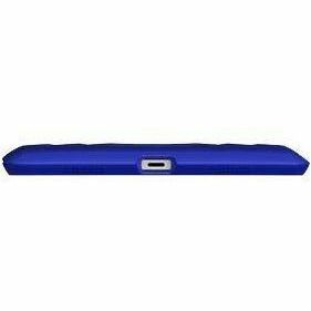 Blue soft silicone case for iPad 10th Gen with corner protection and exposed rear logo area — bottom view