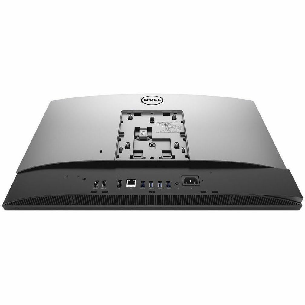 Refurbished Dell 7470 all-in-one desktop with 23-inch display, Core i7-9700, 16 GB RAM, and 512 GB SSD — bottom view