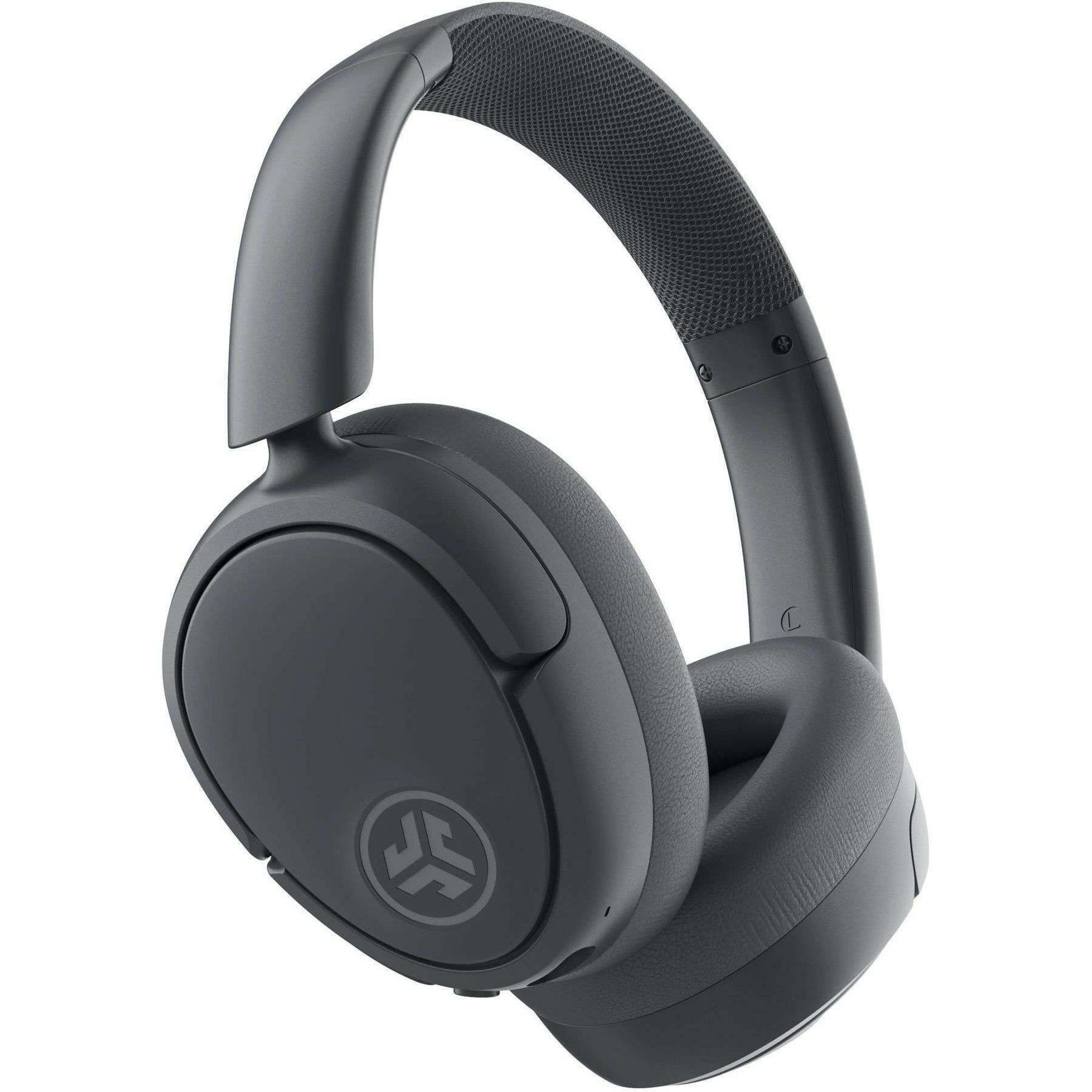 JLab Audio JBuds Lux ANC wireless over-ear headphones in gray and purple — bottom view