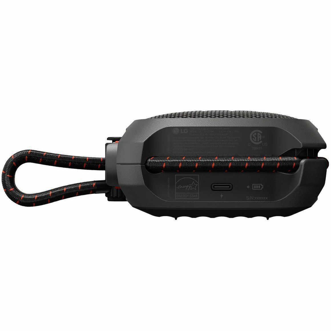 LG XBOOM Go XG2T wireless portable speaker with rugged IP67 dust and water resistance — bottom view