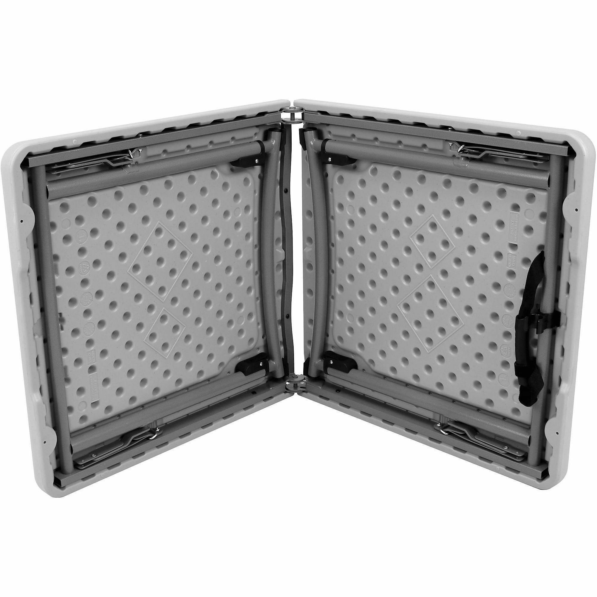 National Public Seating Adjustable-Height Fold-in-Half Tables - Speckled Gray Top - Modern Style - 700 lb Capacity - Height Adjustable - 4-Stage - 48" Table Top Width x 24" Table Top Depth x 1.60" Table Top Thickness - 35" Height - Indoor, Outdoor, Indust