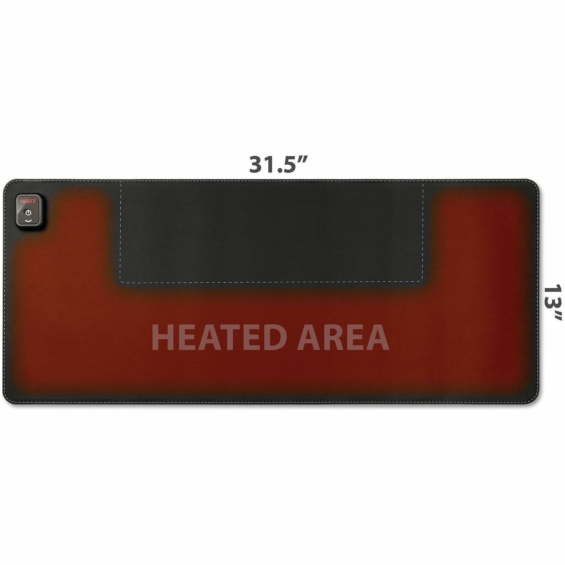 Victor Heetz Large Heated Desk Pad - 31.5" Width - Faux Leather - Black