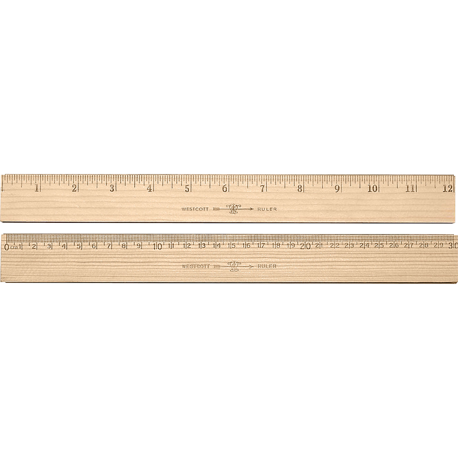 Picture of Westcott 12" Dual-Sided Inches/Metric Wood Ruler
