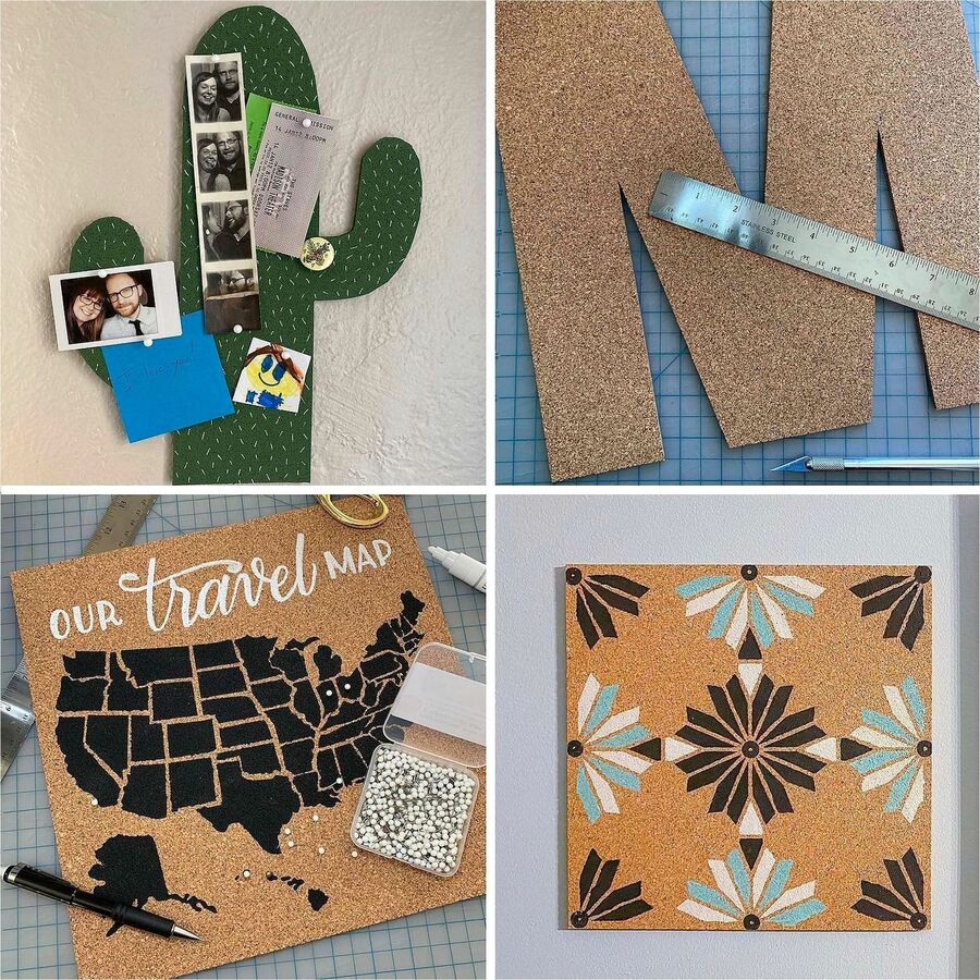 Quartet Frameless Modular Natural Cork Tiles - 12" Board Height x 12" Board Width - Brown Natural Cork Surface - Frameless, Durable, Self-healing - 1 Pack