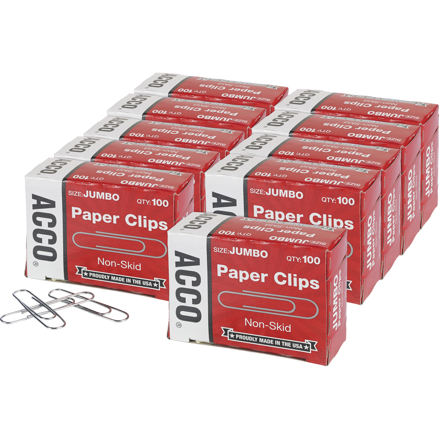  ACC72580BX  ACCO Steel Smooth Jumbo Paper Clips - #4