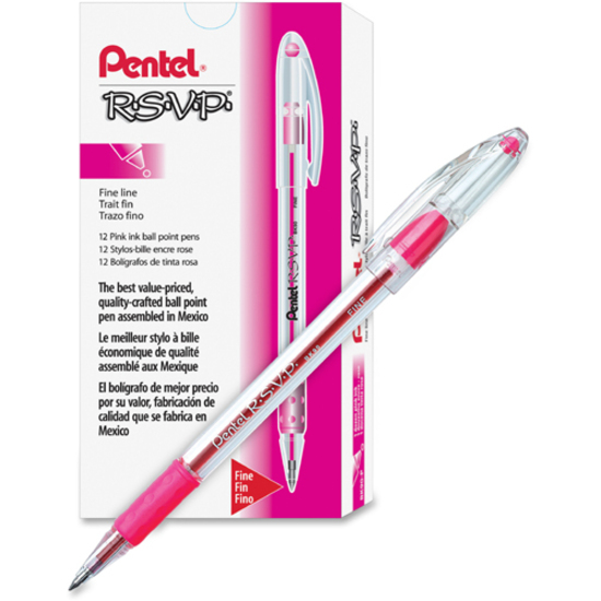 Pentel R.S.V.P. Ballpoint Pen, Fine Point, Pink - PENBK90P