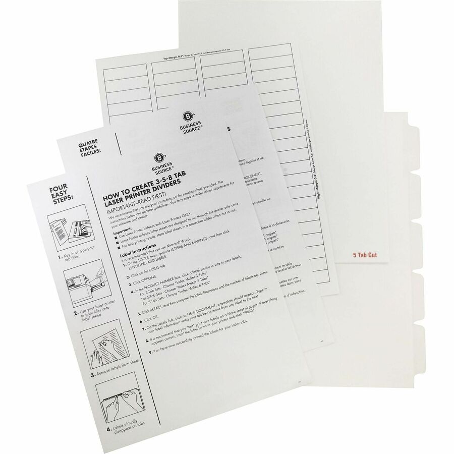 Business Source Un-punched Index Dividers Set