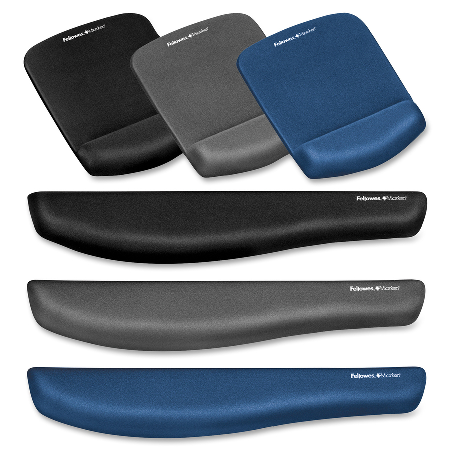 Fellowes PlushTouch&trade; Mouse Pad Wrist Rest with Microban&reg; - Blue