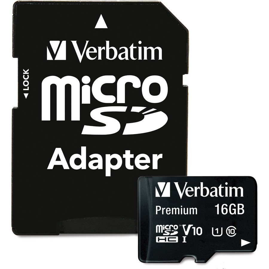 16GB Premium microSDHC Memory Card with Adapter, UHS-I V10 U1 Class 10 - 16GB