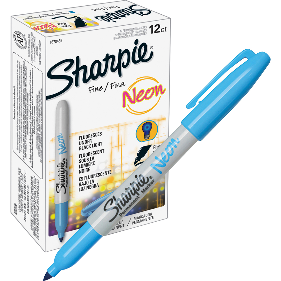SAN1860448 Sharpie® Neon Permanent Markers, Neon Blue, Dozen