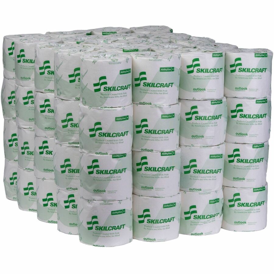 Picture of Toilet Tissue, 1 ply, 1200 sheets per roll, 1.5" core, White, 80 Rolls/Box, 1 RL/BX