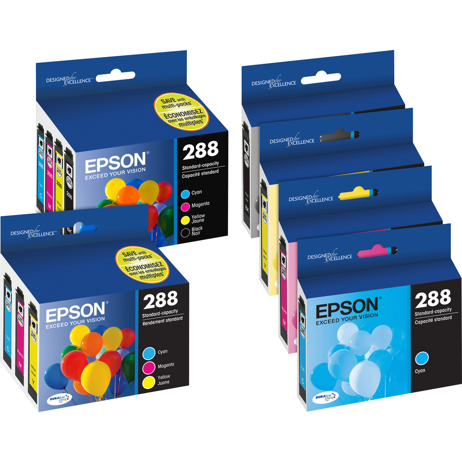 Picture of Epson DURABrite Ultra 288 Original Standard Yield Inkjet Ink Cartridge - Pigment Black, Pigment Cyan, Pigment Magenta, Pigment Yellow - 4 / Pack