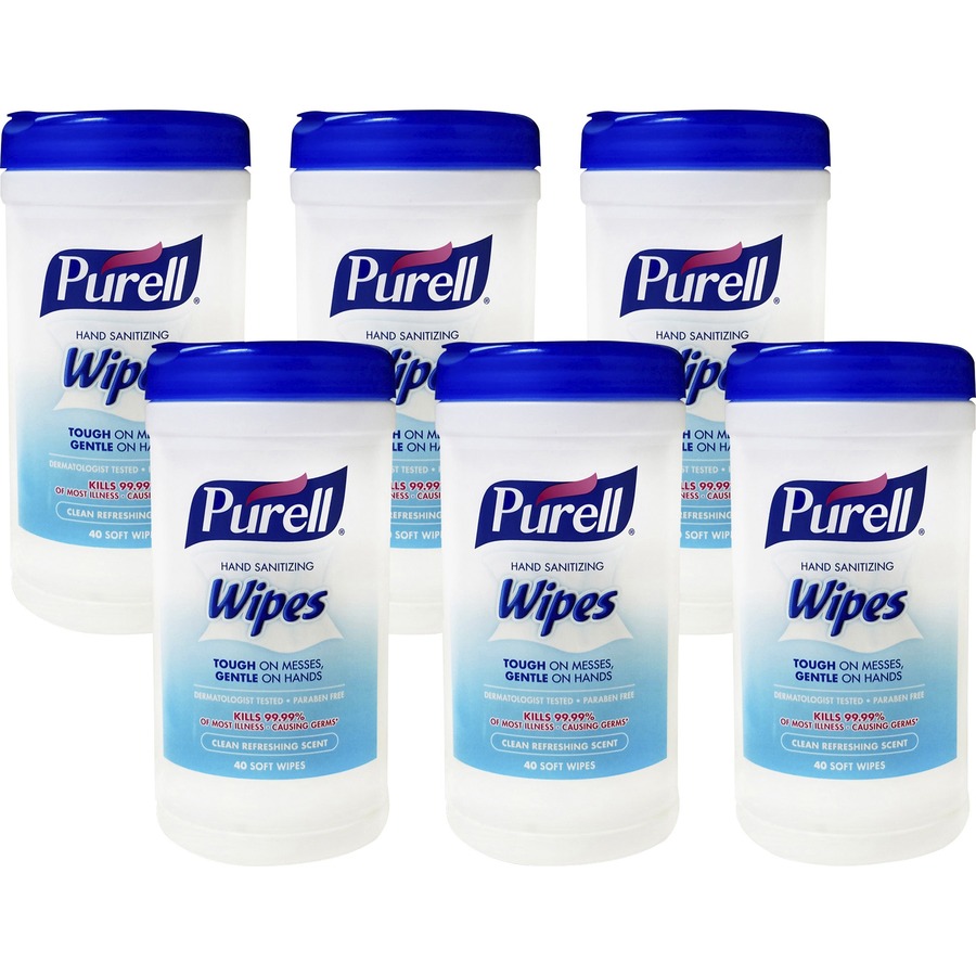 Picture of Purell Clean Scent Hand Sanitizing Wipes - Clean - White - Durable, Alcohol-free - For Hand - 40 Sheets Per Canister - 6 / Carton