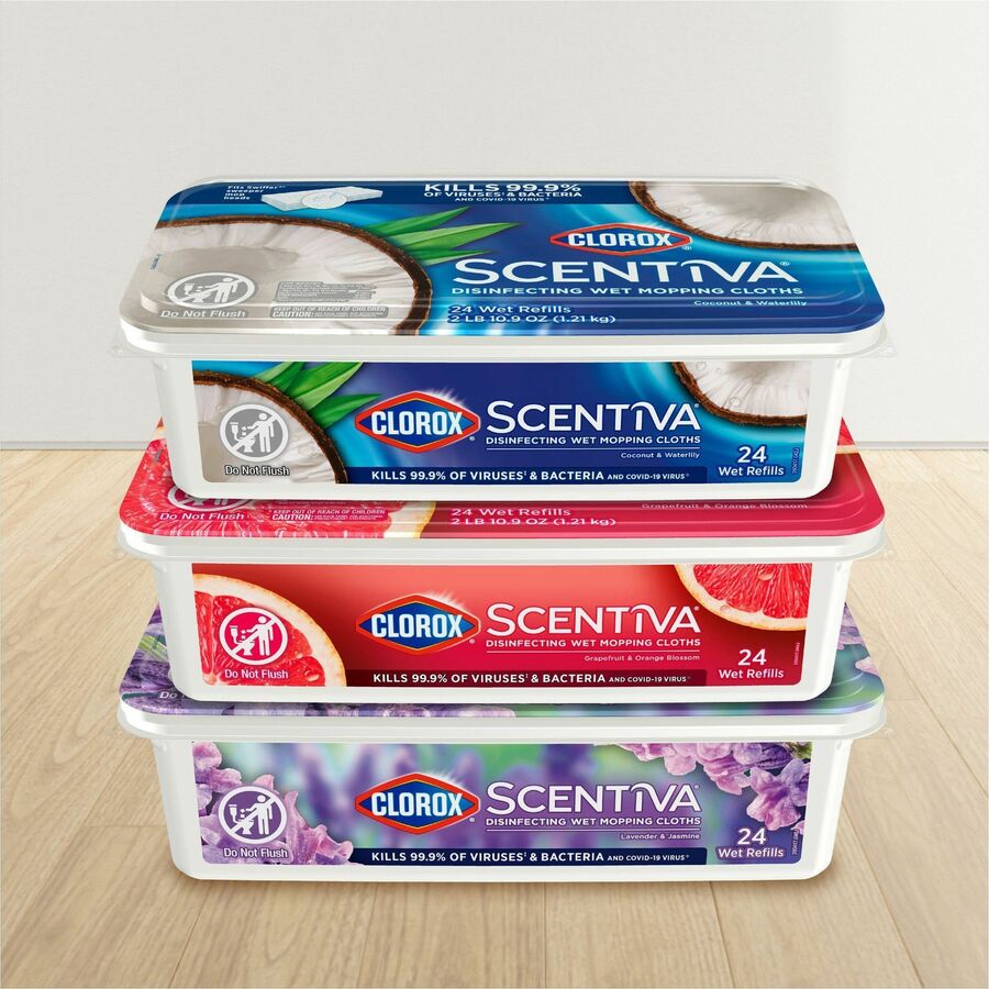 Picture of Clorox Scentiva Disinfecting Wet Mopping Cloth Refills - Coconut & Water Lily