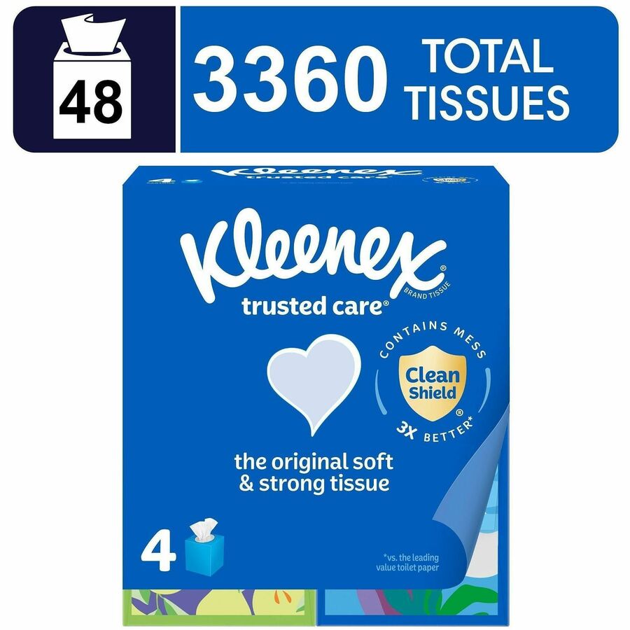 Image of Kleenex Trusted Care Tissues - 2 Ply - 8.20" Width x 8.40" Length - White - 70/Box - 12 / Carton