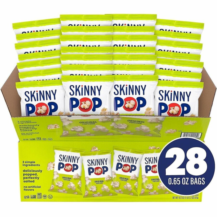 SkinnyPop Original Popped Popcorn - Gluten-free, Dairy-free, Peanut-free, Tree-nut Free, Preservative-free, No Artificial Flavor, Trans Fat Free - Original - 0.65 oz - 24 / Box