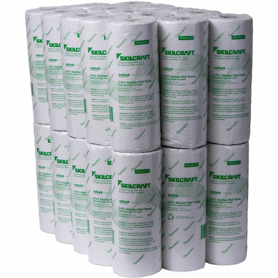 Picture of Kitchen Roll Paper Towels, 85 Sheets/Roll, White, Perforated, Absorbent, 30 per Box, BX