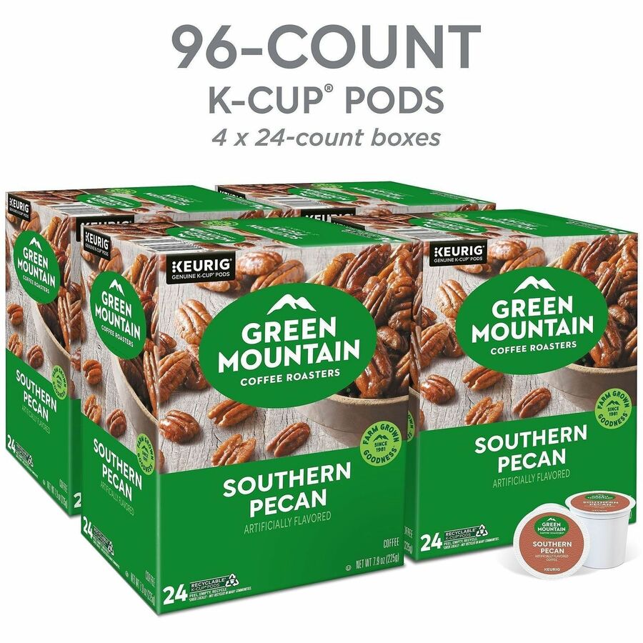 Green Mountain Coffee Roasters® K-Cup Southern Pecan Coffee - Compatible with Keurig K-Cup Brewer - Light - 24 K-Cup - K-Cup - Southern Pecan, Pecan, Roasted - 4 / Carton