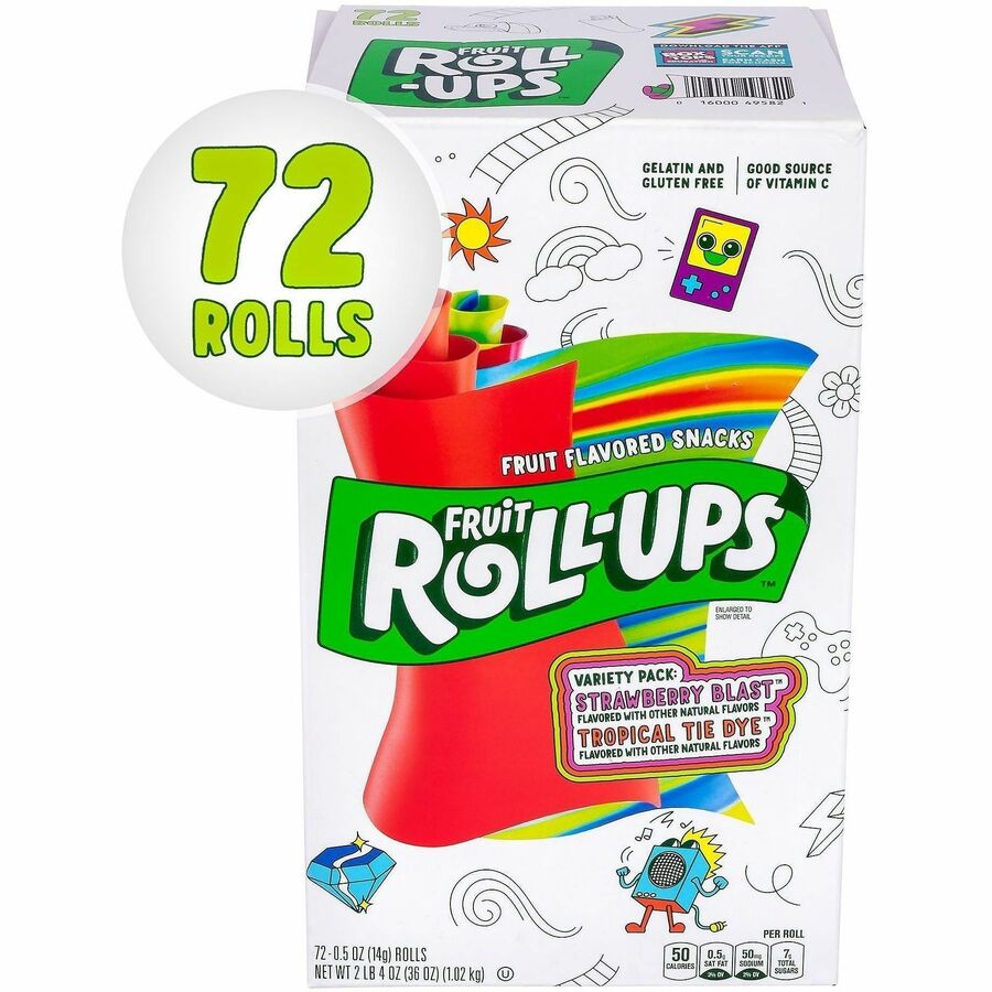 Green Rabbit Fruit Roll-Ups Fruit Snacks - Strawberry, Tropical Fruit - 0.50 oz - 1 / Carton