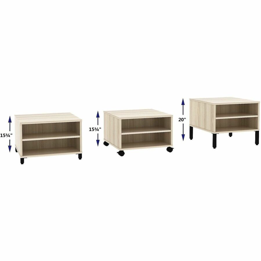 Lorell Modular Occasional Tables - Square Top - Height Adjustable - 24" Table Top Width x 24" Table Top Depth - 20" Height - Reception, Coffee - Assembly Required - Laminated, Modern Elm - Laminate, Metal - 1 Each