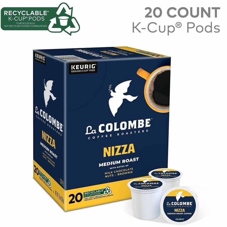 La Colombe K-Cup, Pod, Ground Nizza K-Cup Coffee Pods - Compatible with Keurig Brewer - Medium - K-Cup, Pod, Ground - Nizza, Sweet, Honey - Kosher - 20 / Box