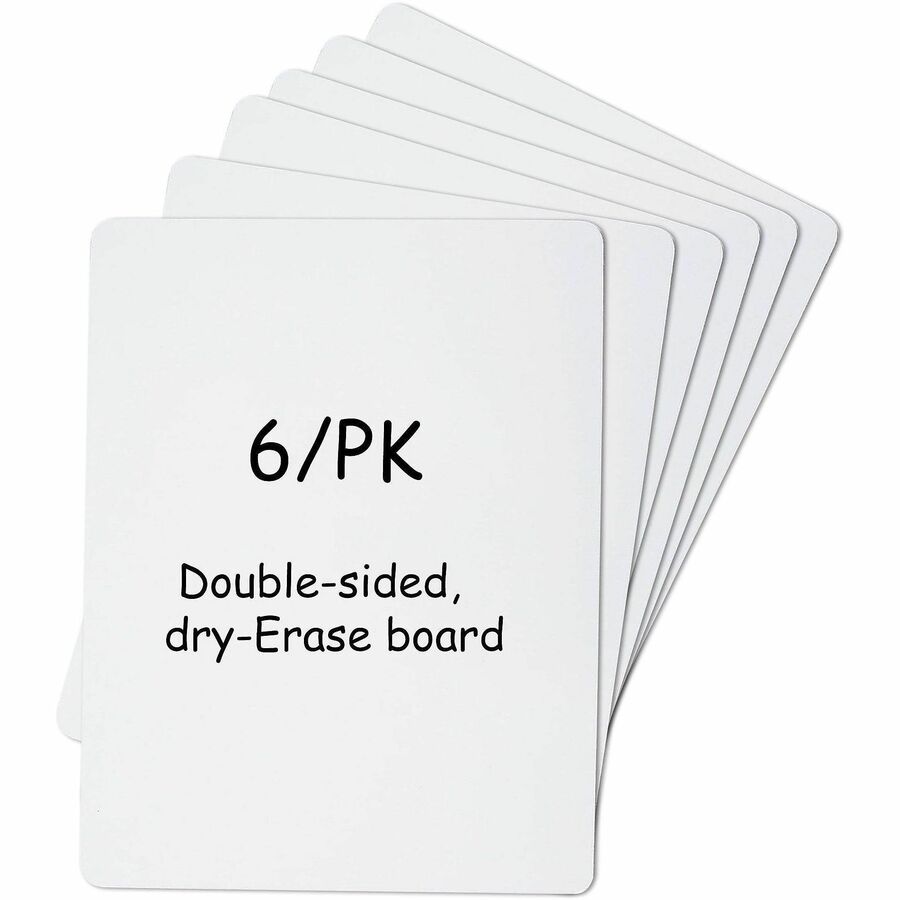 Lorell Double-Sided Dry-Erase Lap Boards - White Hardboard, Melamine Surface - Lap - Wipeable - 6 / Pack