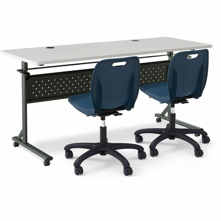 Lorell Modern Armless Task Chair - 22.6" Height - Material: Polypropylene - Finish: Navy - Swivel, Casters, Versatile, Adjustable Seat, Swivel Caster, Dual Wheel Caster, Pneumatic Adjustment, 360° Swivel, Hooded Caster - For Classroom - 1 Carton