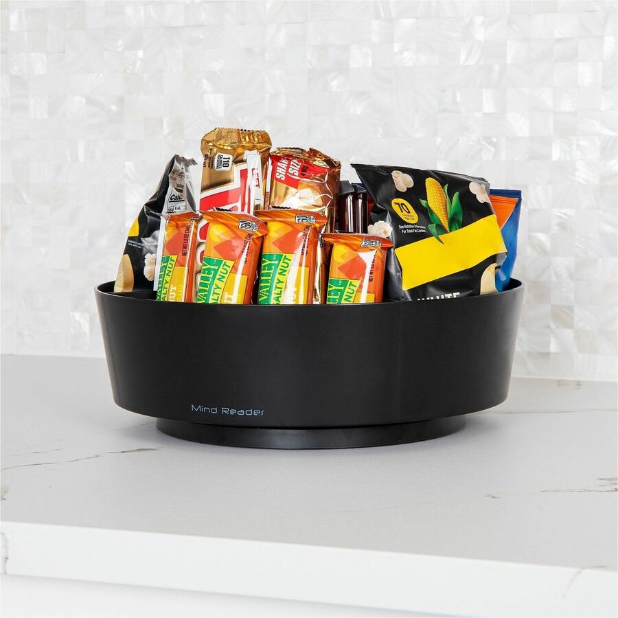Mind Reader 4-Compartment Snack Carousel Organizer - 4 Compartment(s) - Rotate, Lightweight - Black
