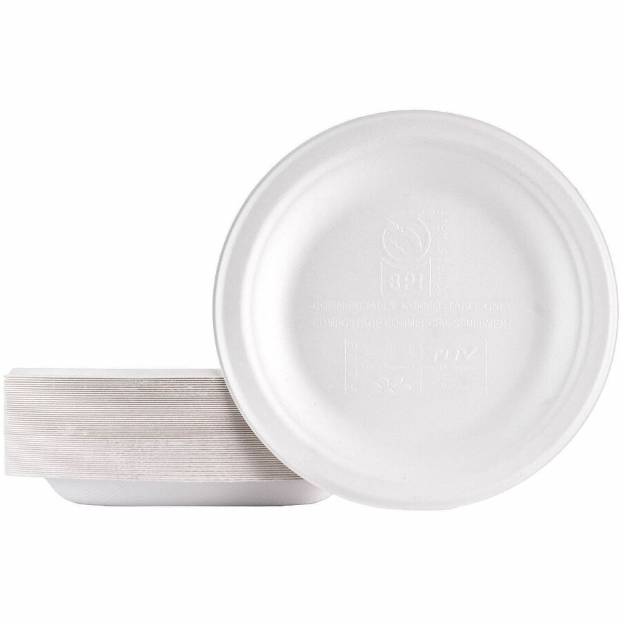 Picture of BPI Certified Compostable Paper Plate, 6, White, Sugarcane Paper, Microwave Safe, 1 BX/CT, 1 BX/CT