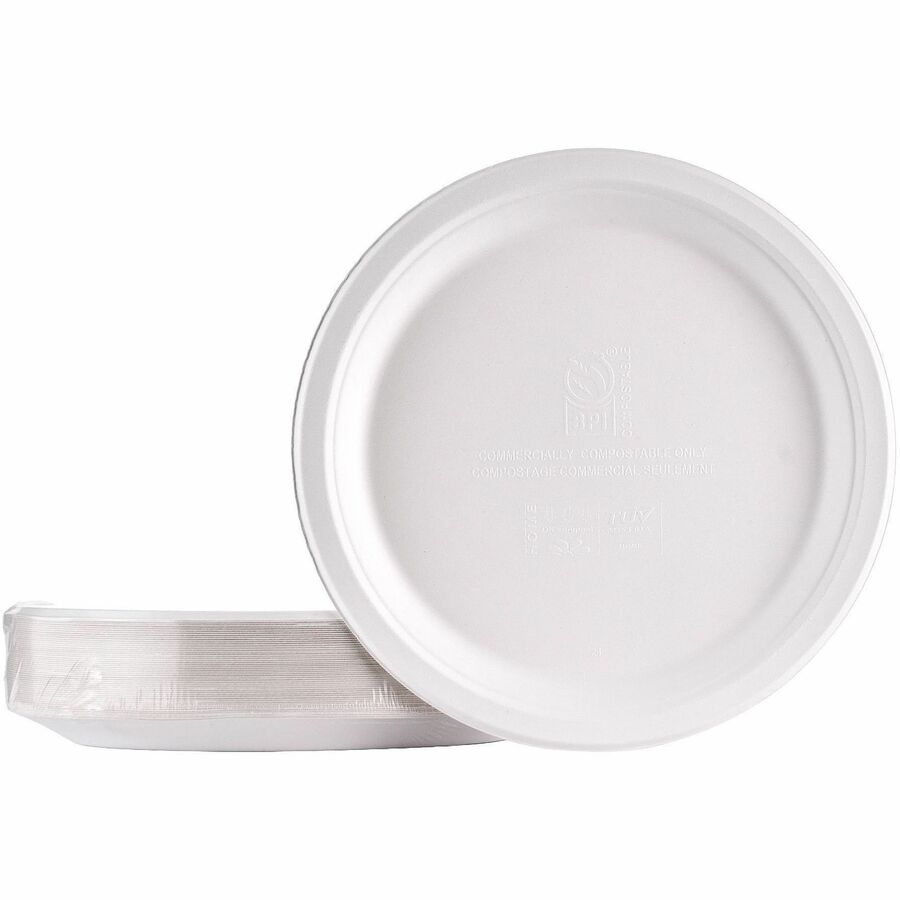 Picture of BPI Certified Compostable Paper Plate, 10, White, Sugarcane Paper, Microwave Safe, 1 BX/CT, 1 BX/CT