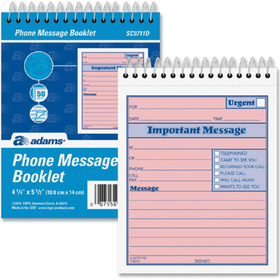 Picture of Adams Spiral-bound Phone Message Booklet