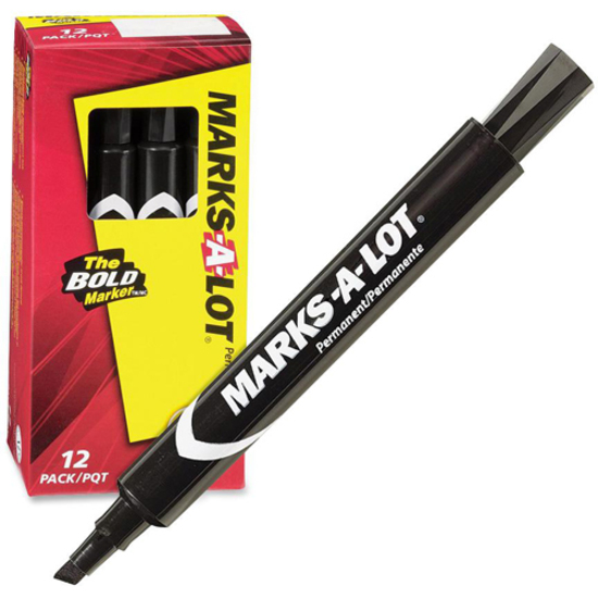 Avery® Marks A Lot® Permanent Markers, Large Desk-Style Size, Chisel Tip, 1  Black Marker (08888)