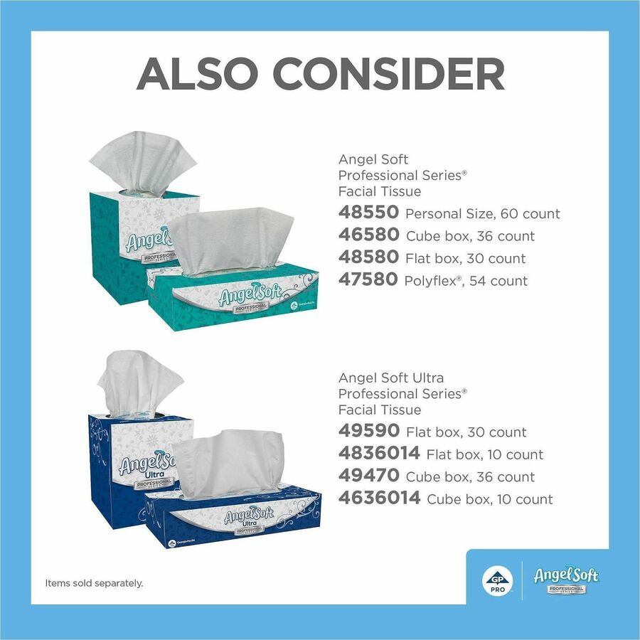 Angel Soft Professional Series Facial Tissue - 2 Ply - 8.80" Width x 7.60" Length - White - 96/Box - 36 / Carton