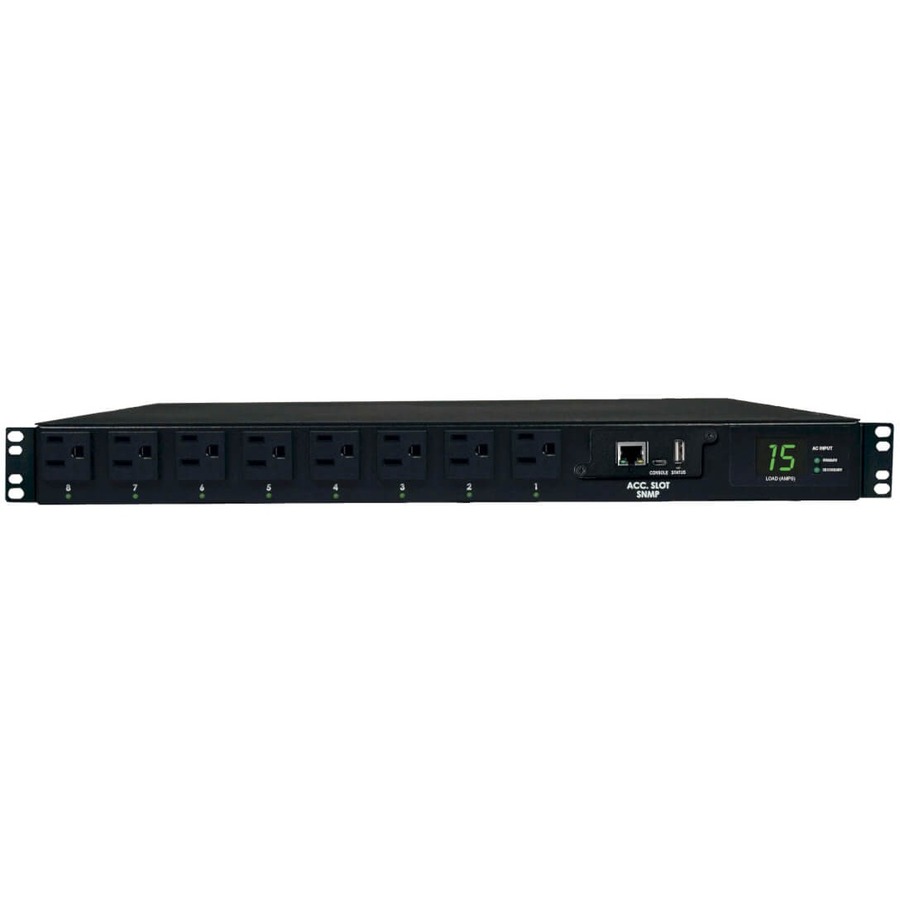 Tripp Lite by Eaton PDU 1.4kW Single-Phase Switched Automatic Transfer Switch PDU 2 120V 5-15P 15A Inputs 8 5-15R Outputs 1U TAA