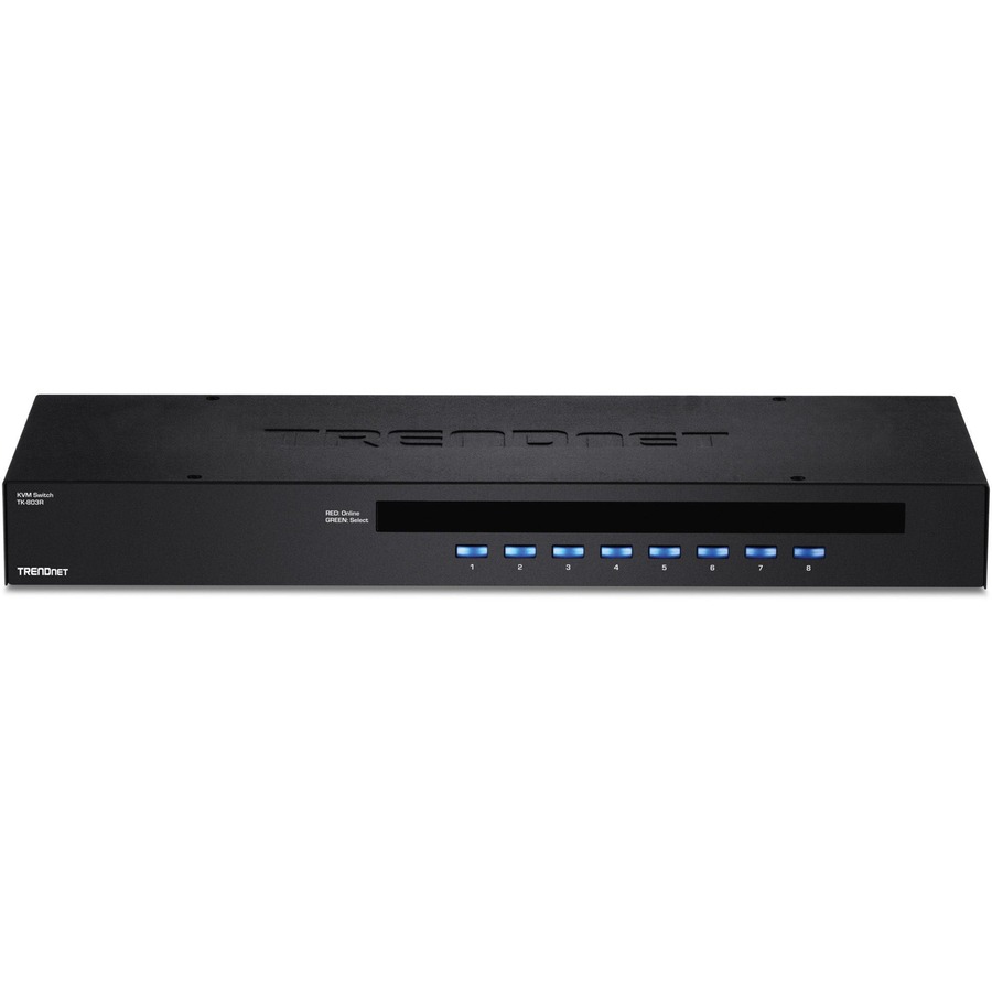 TRENDnet 8-Port USB/PS2 Rack Mount KVM Switch, TK-803R, VGA & USB Connection, Supports USB & PS/2 Connections, Device Monitoring, Auto Scan, Audible Feedback, Control up to 8 Computers/Servers