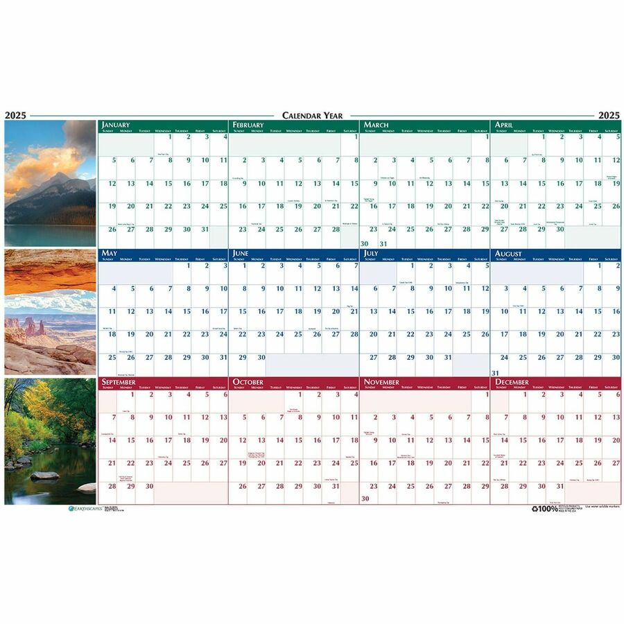 House of Doolittle Earthscapes Laminated Wall Calendar Julian Dates January 2024 December