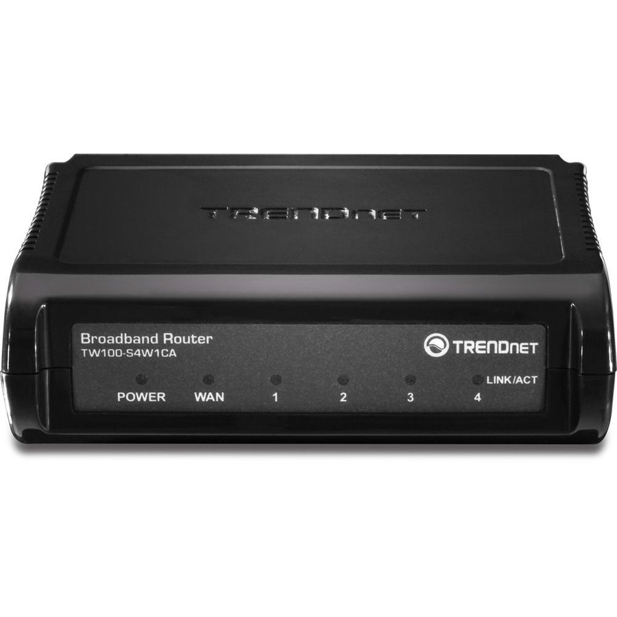 TRENDnet 4-Port Broadband Router, 4 x 10-100 Mbps Half-Full Duplex Switch Ports, Instant Recognizing, Remote Management, MAC Address Control To Allow Or Deny Access, Black, TW100-S4W1CA