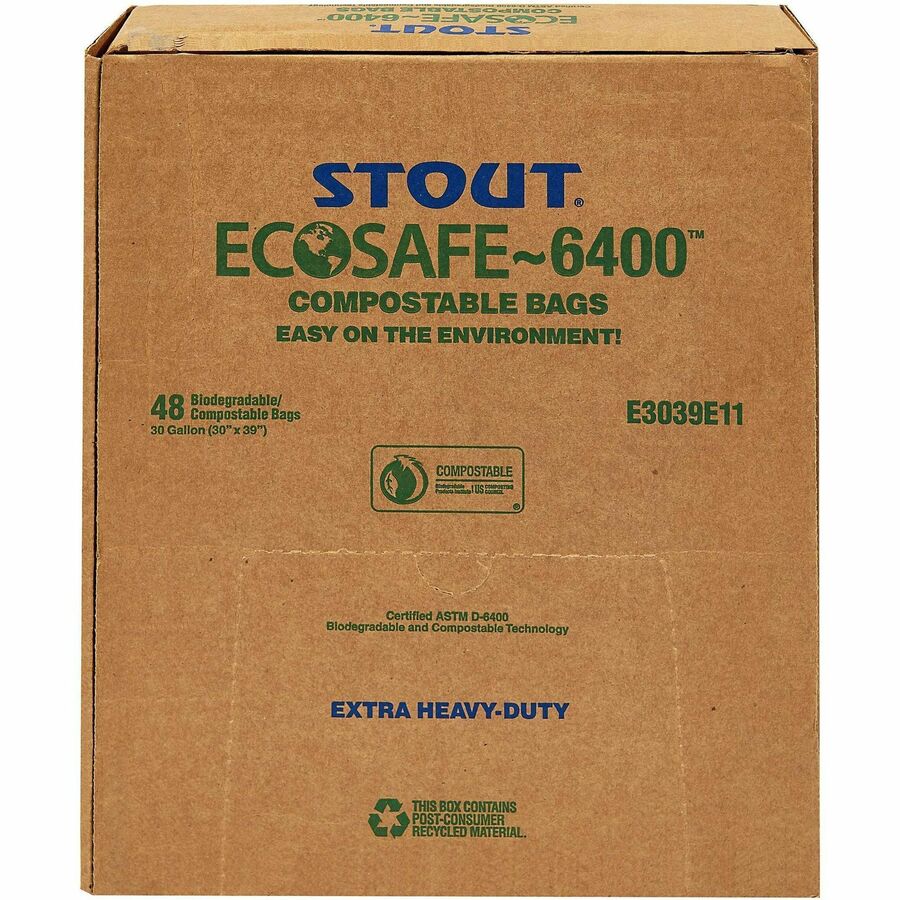 Stout Stot4048b15 Recycled Content Trash Bags 100 / Carton Brown