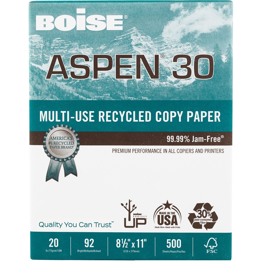 BOISE ASPEN 30% Recycled Multi-Use Copy Paper, 8.5" X 11" Letter, 92 ...