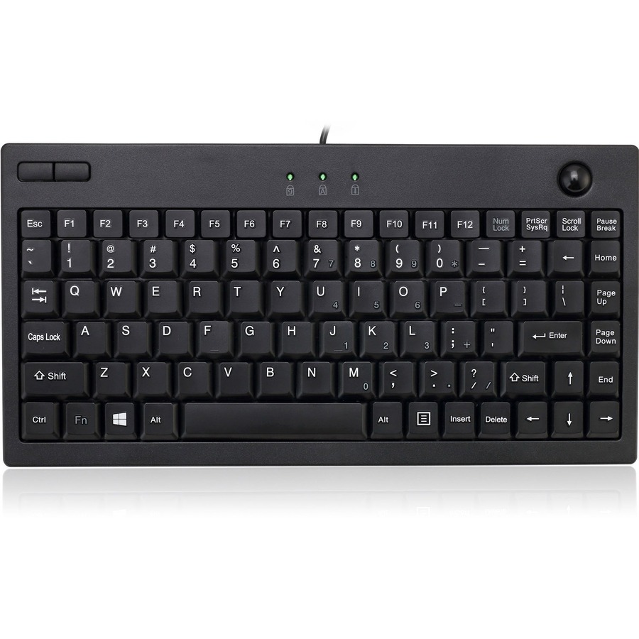 Adesso AKB-310UB Mini Trackball Keyboard - USB - 87 Keys - Black