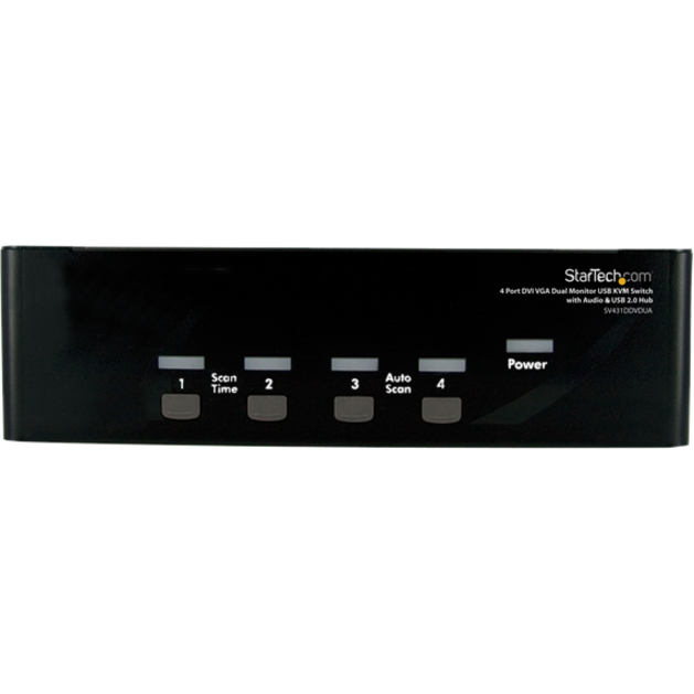 StarTech.com 4 Port DVI VGA Dual Monitor KVM Switch with Audio